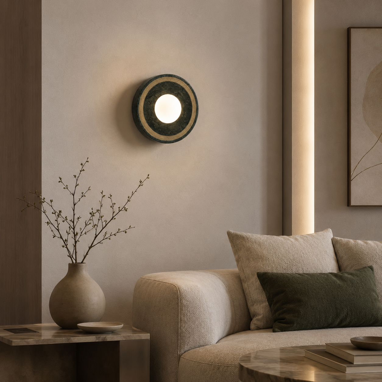 Travolith Emerald Eclipse Indian Stone Wall Sconce - Model 6526 - product view 3