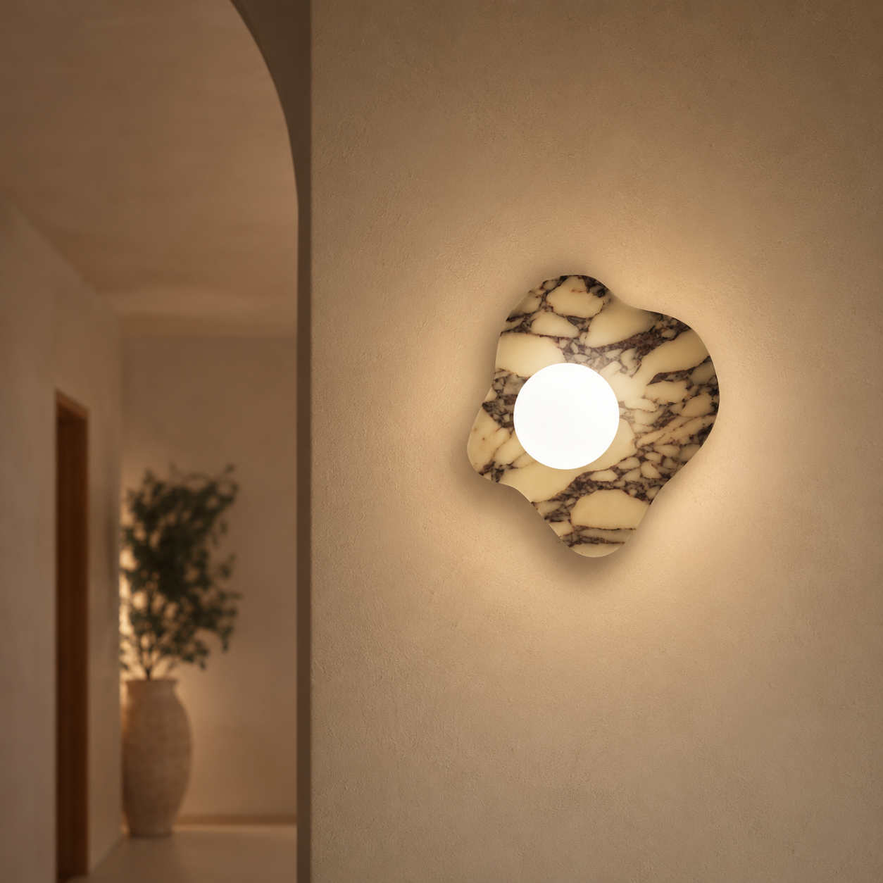 Travolith Model 6609 Sculptural Graphic Stone Wall Sconce - product view 2