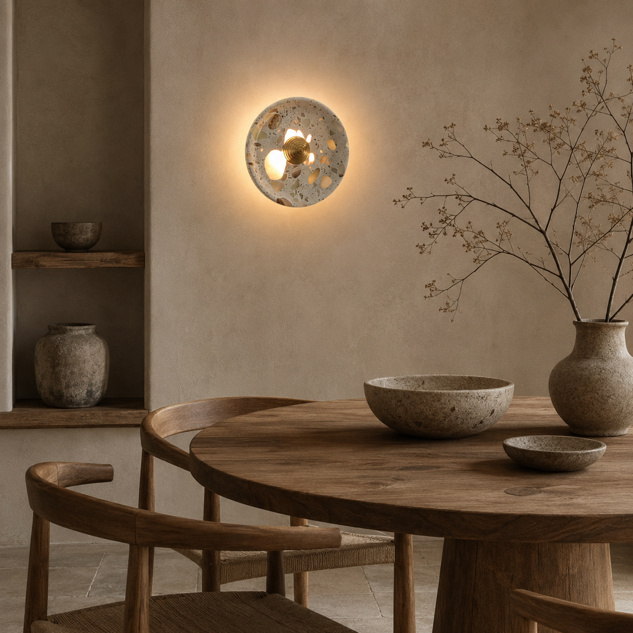 Travolith Moonstone Ring LED Wall Sconce – Round Wabi-Sabi Bedside Ambient Light - product view 2