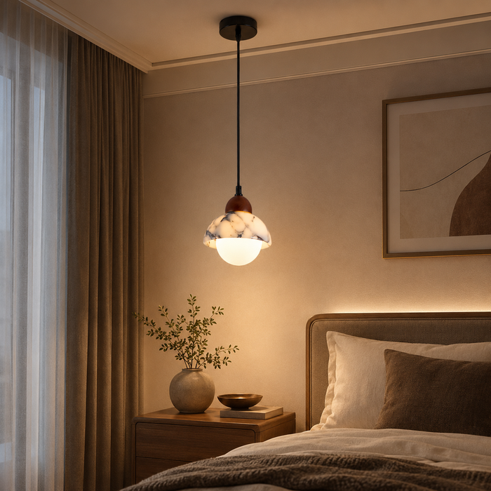 Travolith Model 6622 Graphic Stone Globe Pendant Light