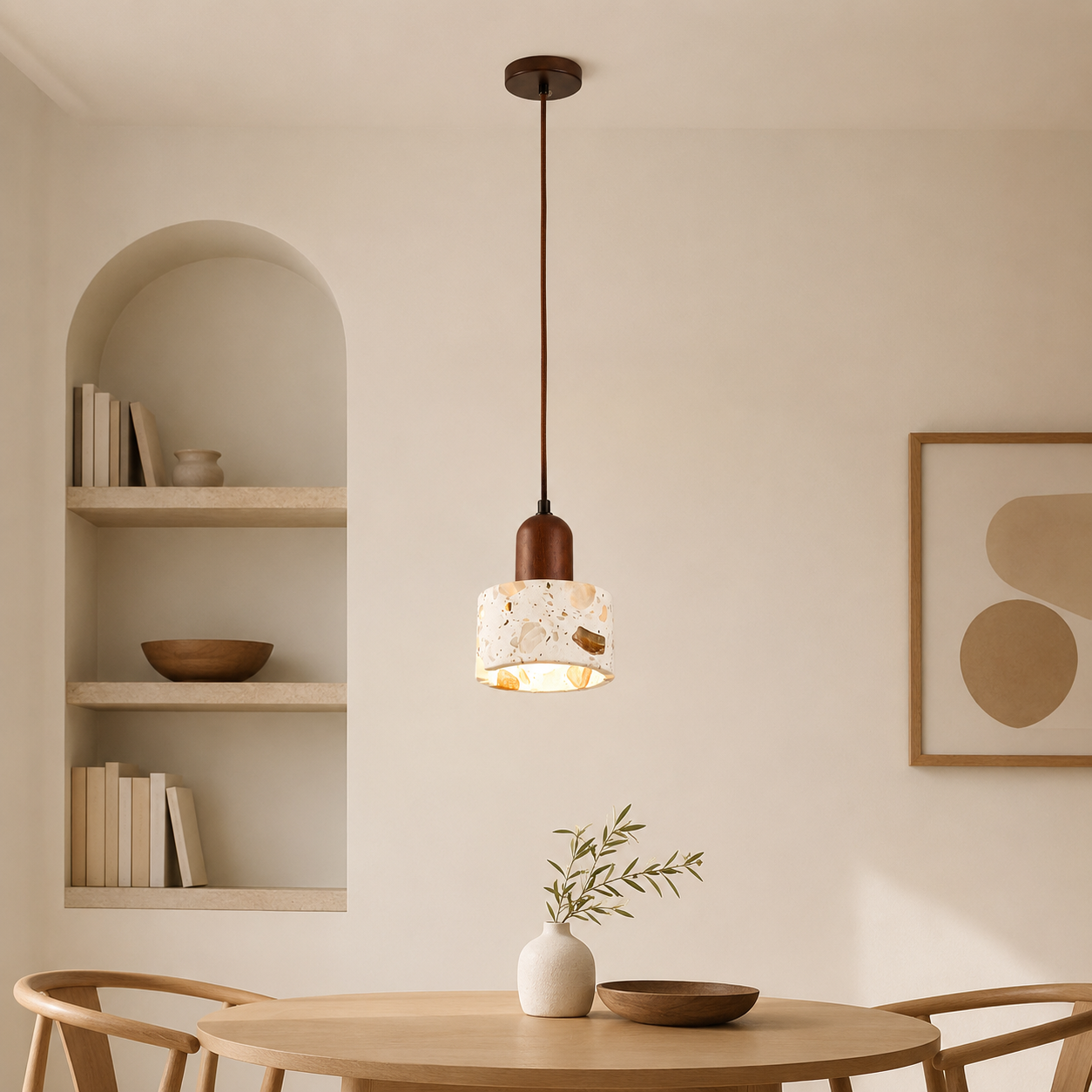 Travolith 6503 Translucent Stone Pendant Light – Brown Metal Hanging Lamp with G9 Base - product view 5