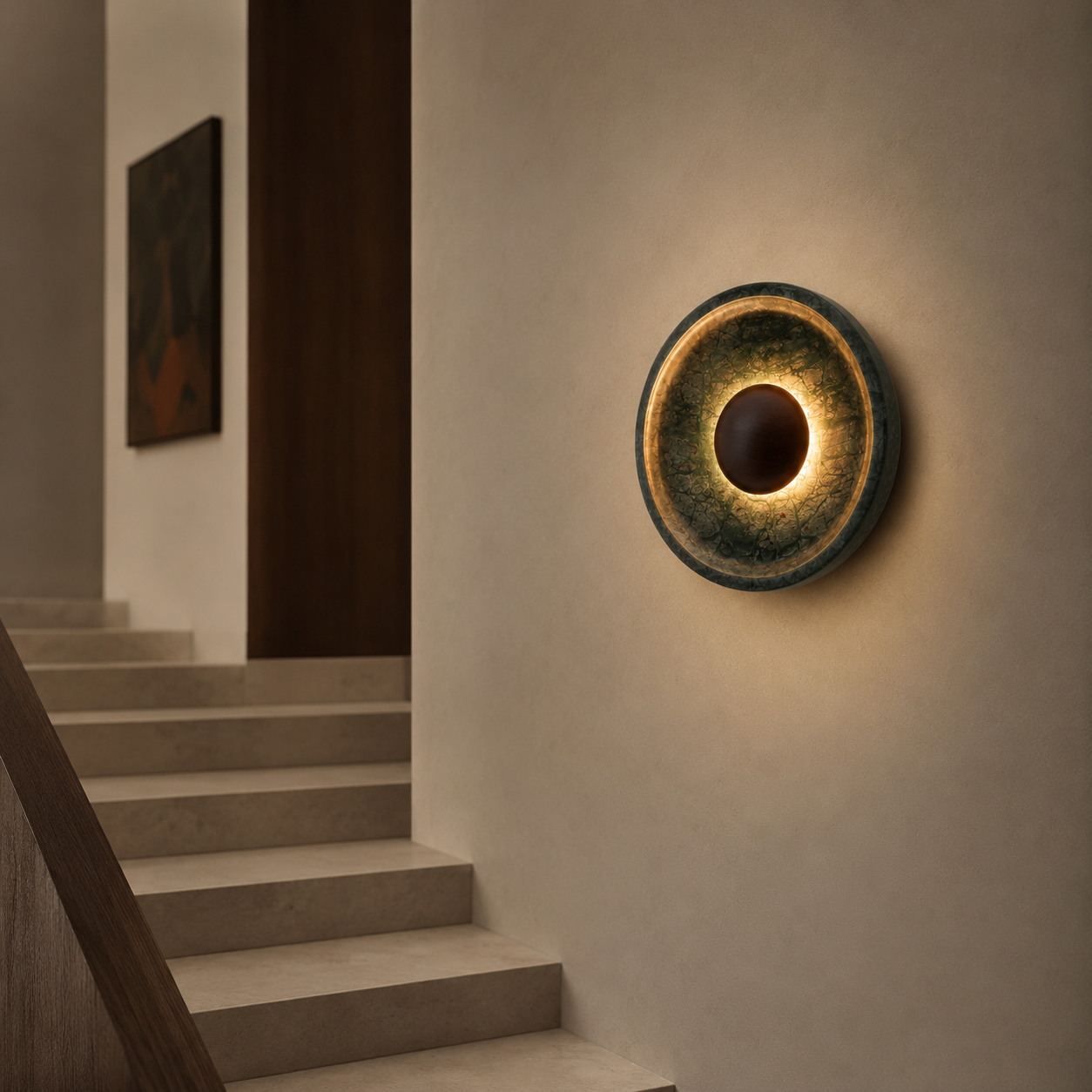 Travolith Emerald Eclipse Indian Stone Wall Sconce - Model 6530 - product view 4