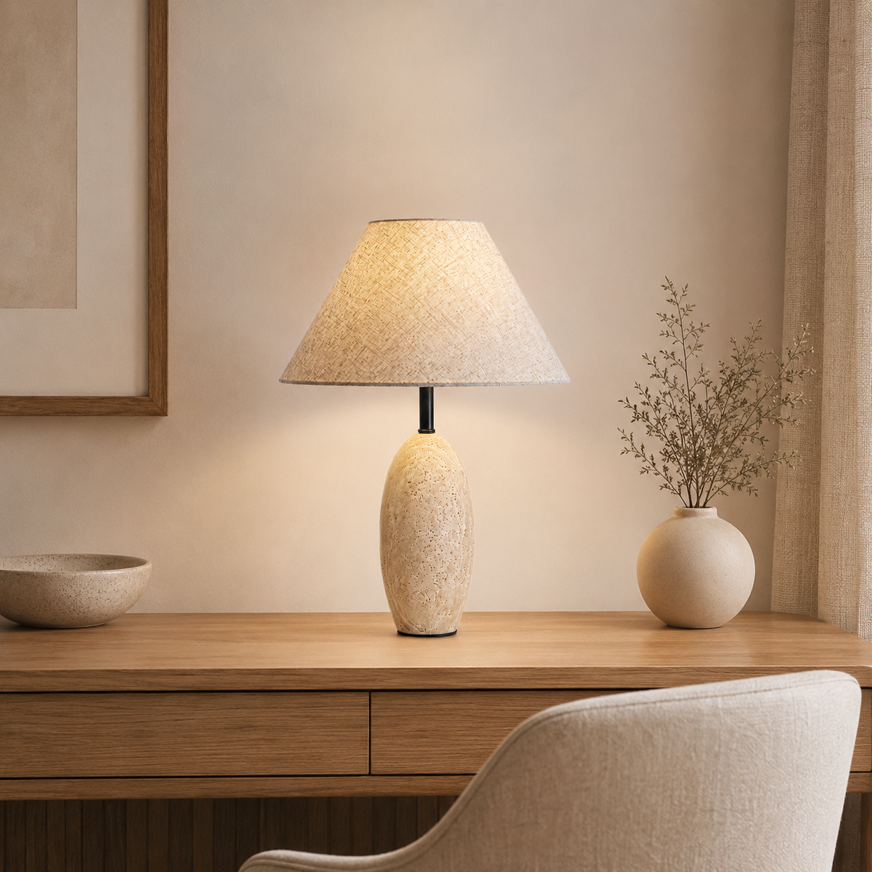 Travolith Sculptural Bedside Table Lamp – Warm LED Accent Light for Bedroom, Guesthouse & Cozy Interiors - product view 3