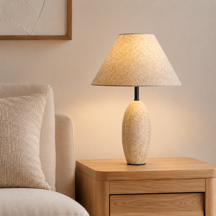 Travolith Sculptural Bedside Table Lamp – Warm LED Accent Light for Bedroom, Guesthouse & Cozy Interiors