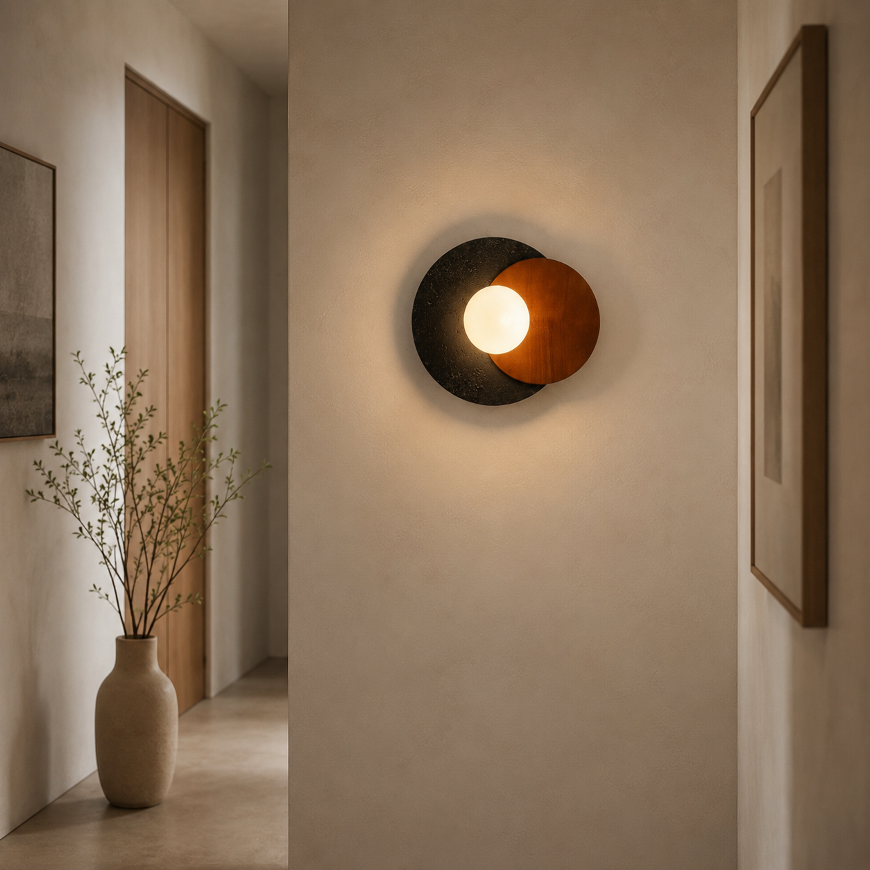 Travolith 6939 Sculptural Black Travertine & Wood Pendant Light – Modern Natural Stone Hanging Lamp for Luxury Interiors - product view 6
