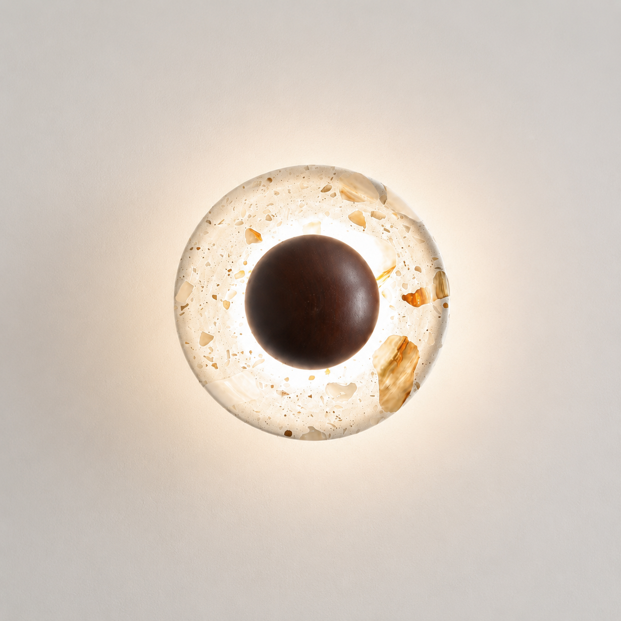 Travolith Golden Travertine Half-Moon LED Wall Sconce – Vintage Wabi-Sabi Bedside Light - product view 4