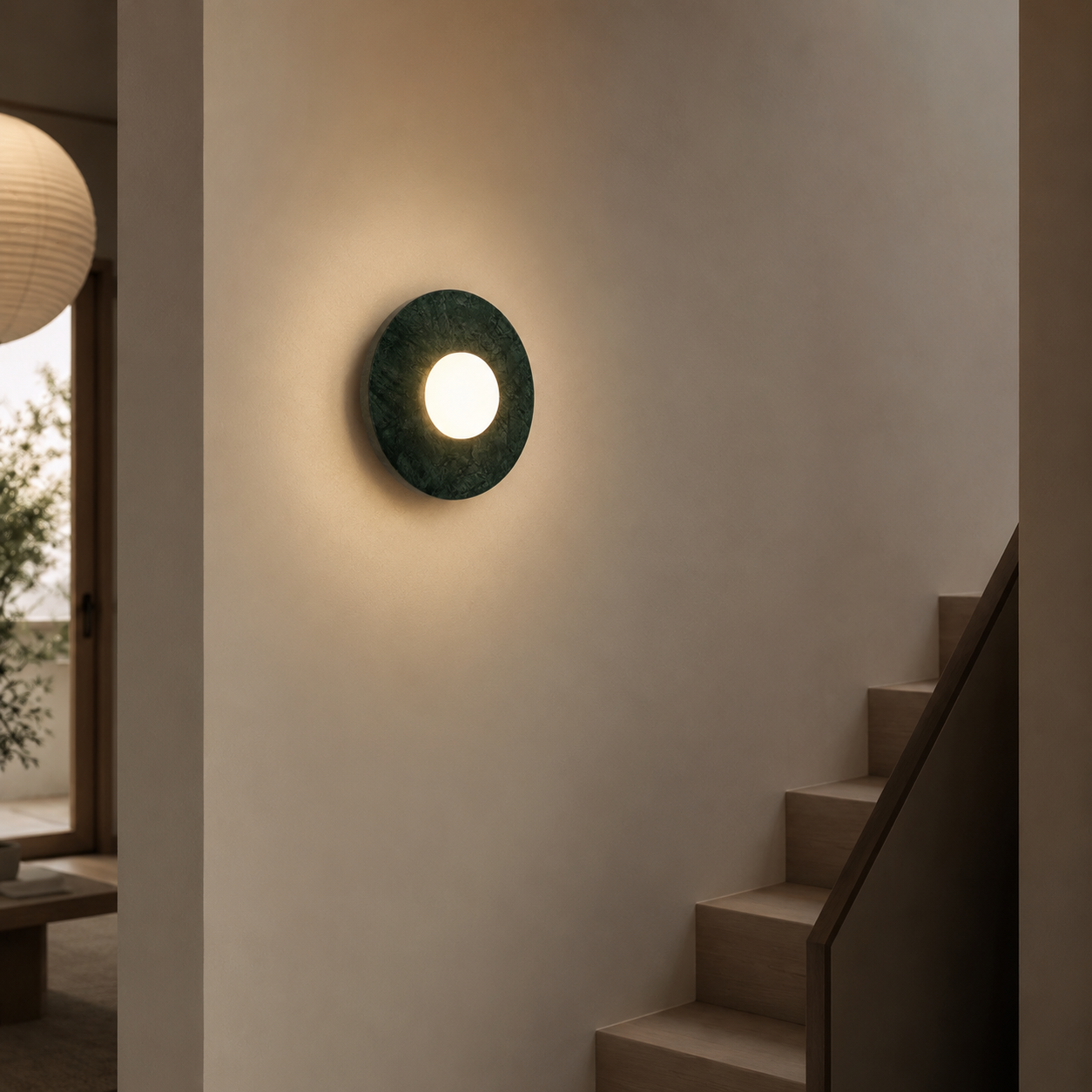 Travolith Verde Luna Marble Ring LED Wall Sconce – Italian Minimalist Designer Light - product view 2