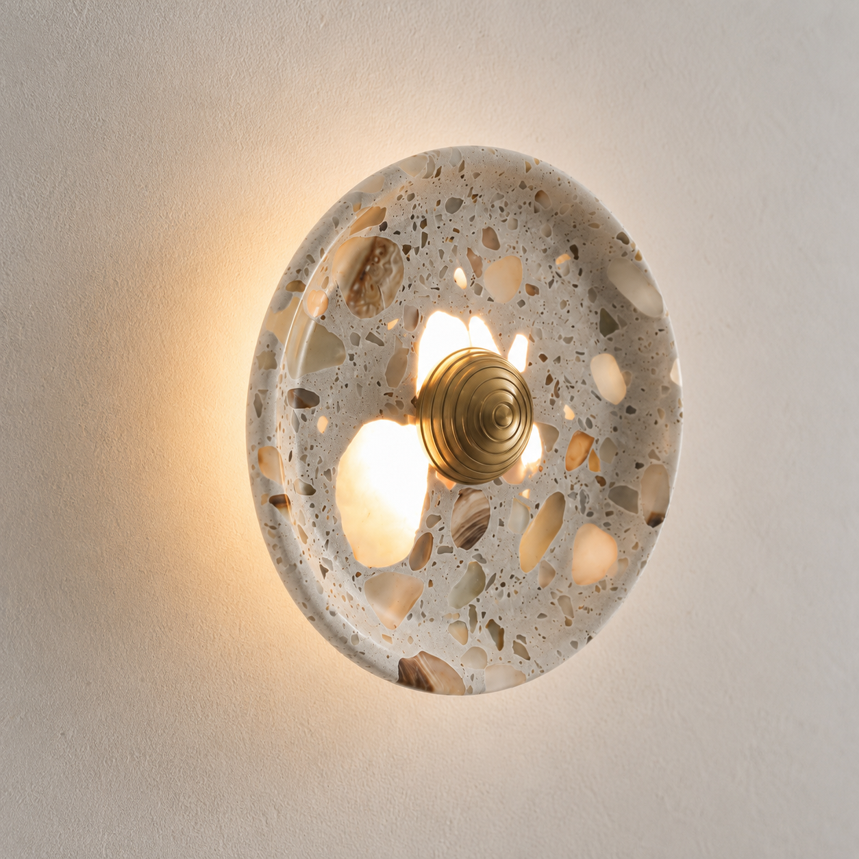Travolith Moonstone Ring LED Wall Sconce – Round Wabi-Sabi Bedside Ambient Light - product view 6