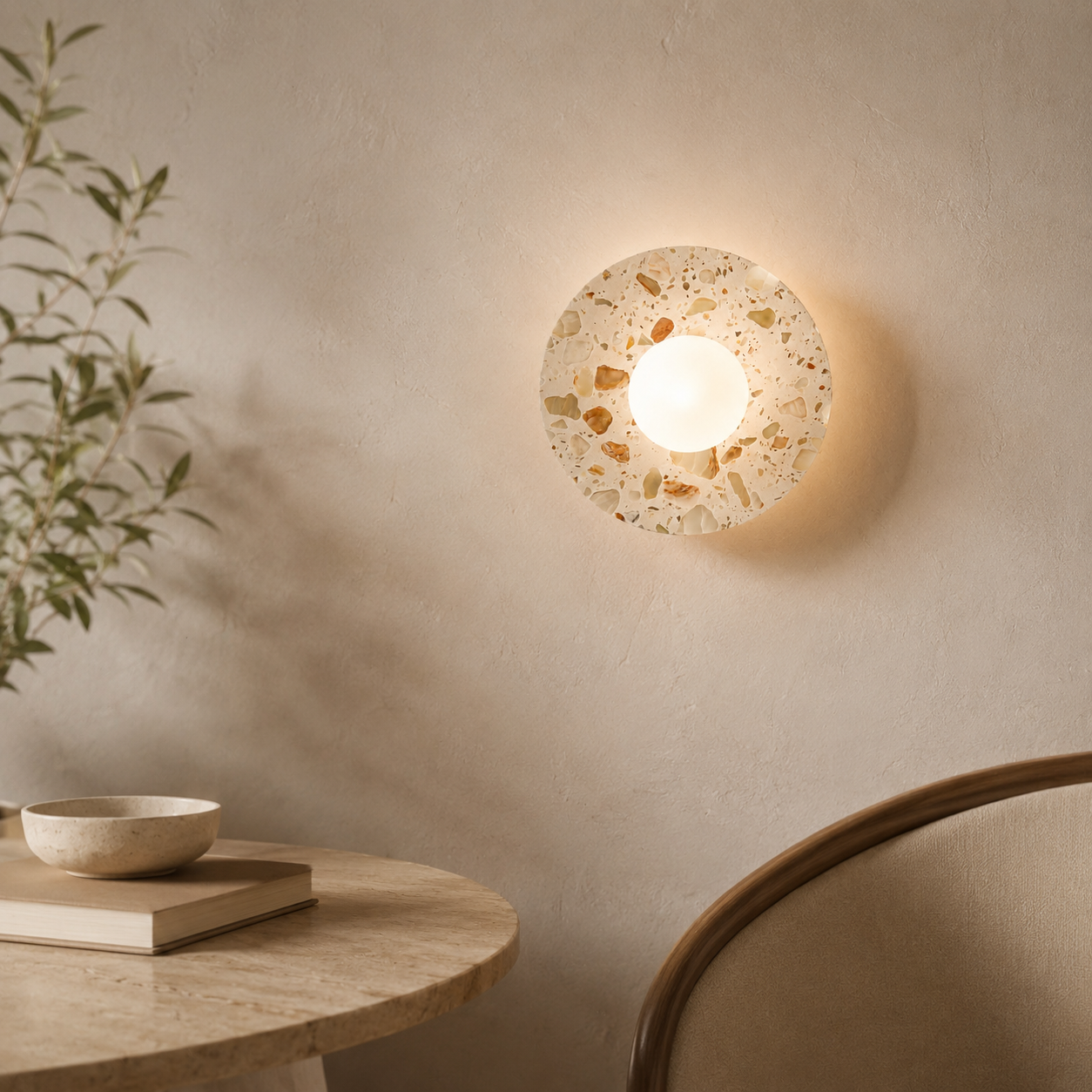 Travolith Nordic Solace Yellow Travertine LED Wall Sconce – Minimal Bedside & Hallway Light - product view 8