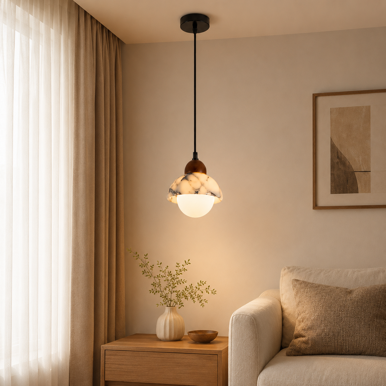 Travolith Model 6622 Graphic Stone Globe Pendant Light - product view 3