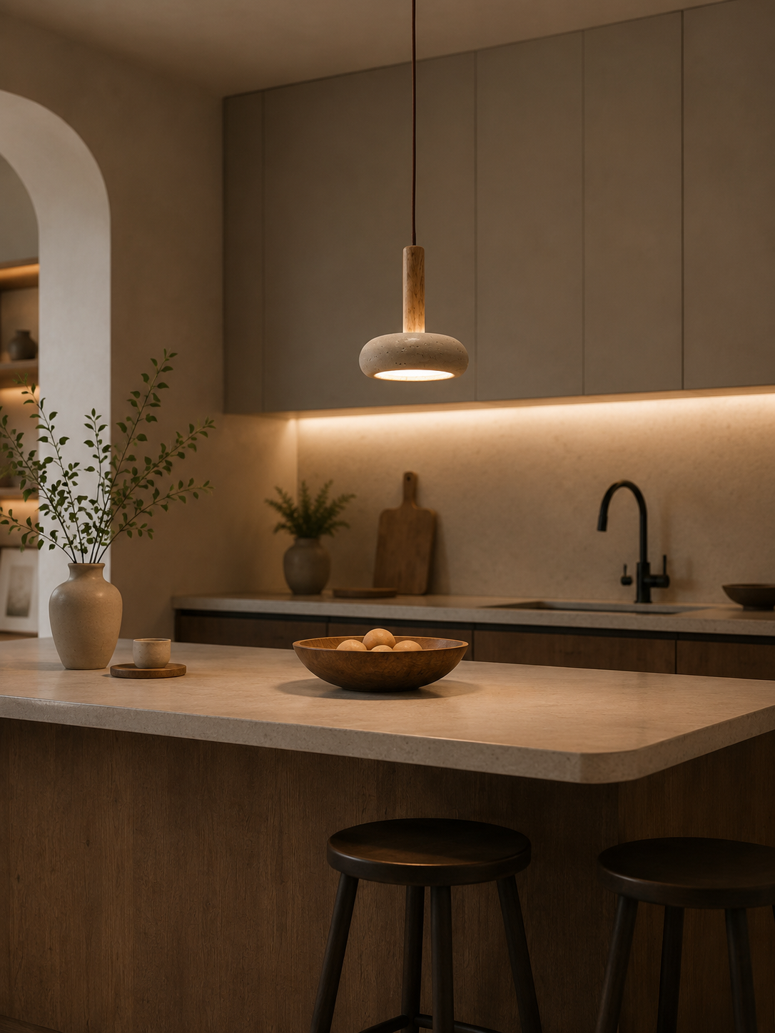 Travolith Halo Travertine Pendant Light - product view 5