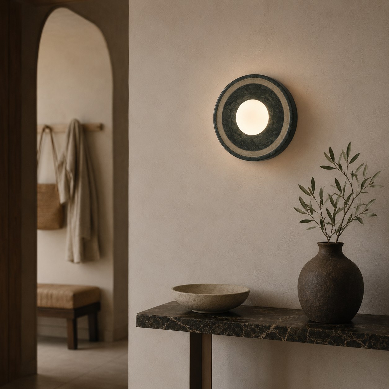 Travolith Emerald Eclipse Indian Stone Wall Sconce - Model 6526 - product view 4