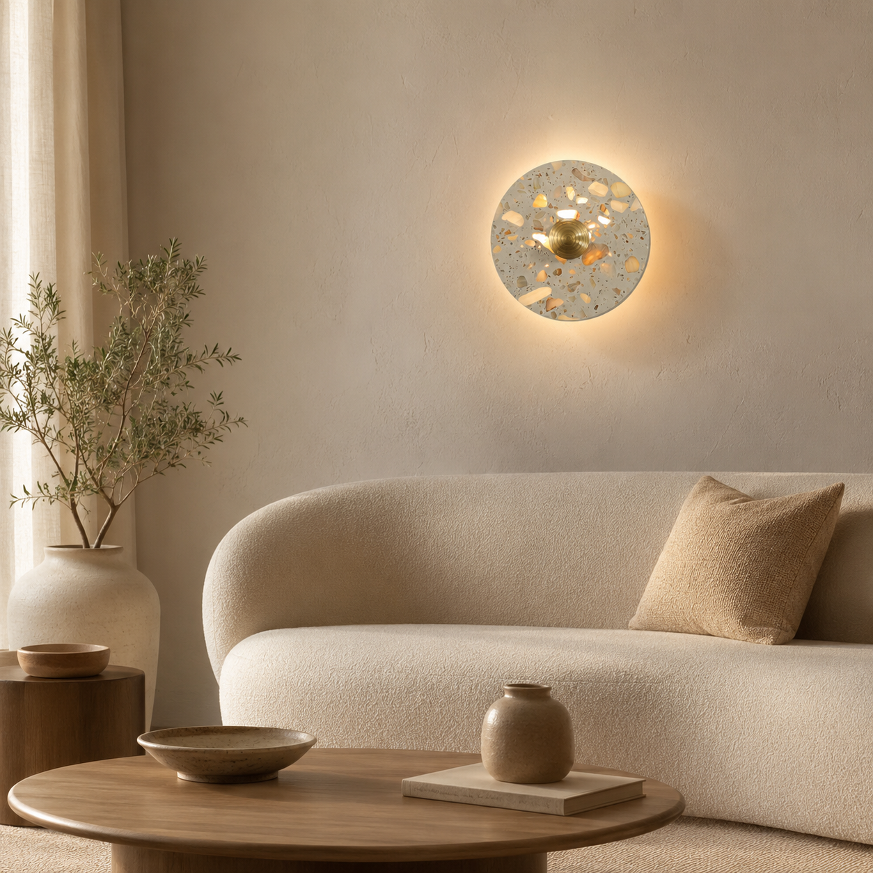 Travolith French Cream Translucent Stone LED Wall Sconce – Sculptural Bedside & Stairway Light - product view 3