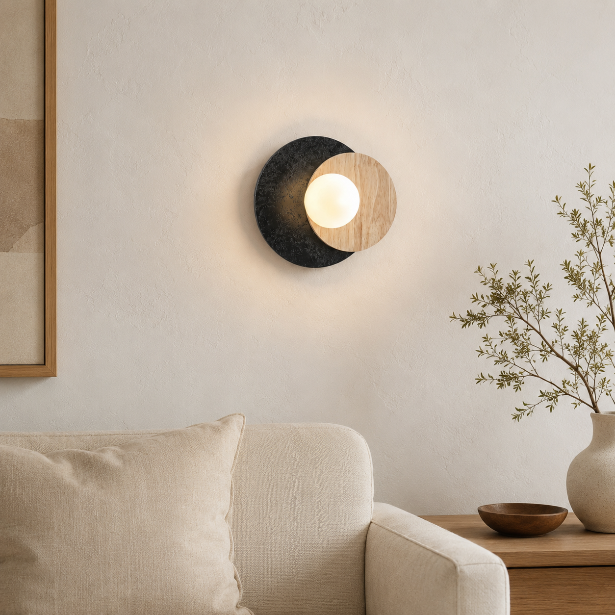 Travolith 6939 Sculptural Black Travertine & Wood Pendant Light – Modern Natural Stone Hanging Lamp for Luxury Interiors - product view 3