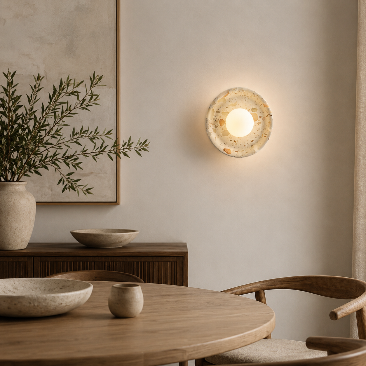 Travolith Luminous Stone Halo Wall Sconce – French Wabi-Sabi Ambient Light - product view 2