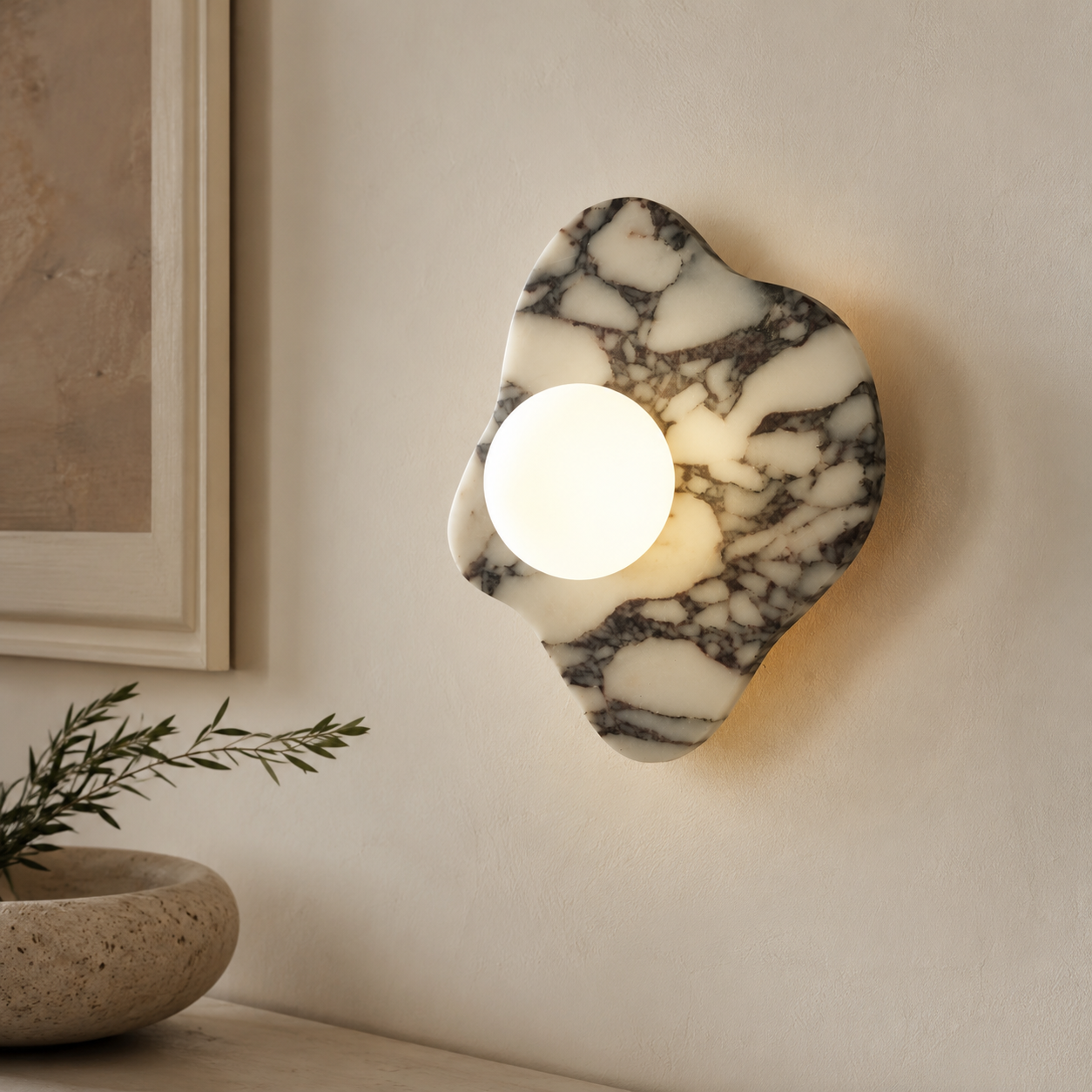 Travolith Model 6609 Sculptural Graphic Stone Wall Sconce - product view 4