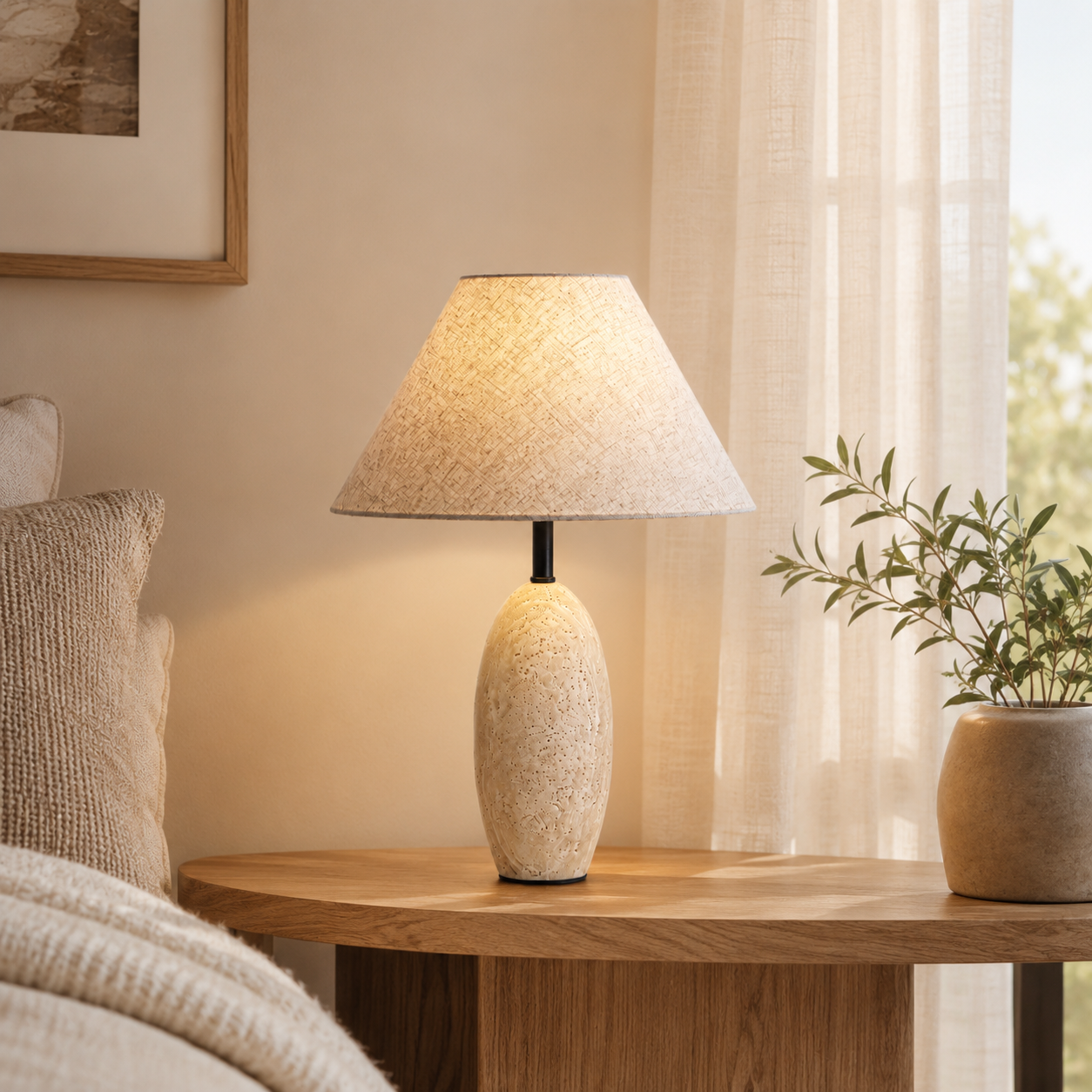 Travolith Sculptural Bedside Table Lamp – Warm LED Accent Light for Bedroom, Guesthouse & Cozy Interiors - product view 4