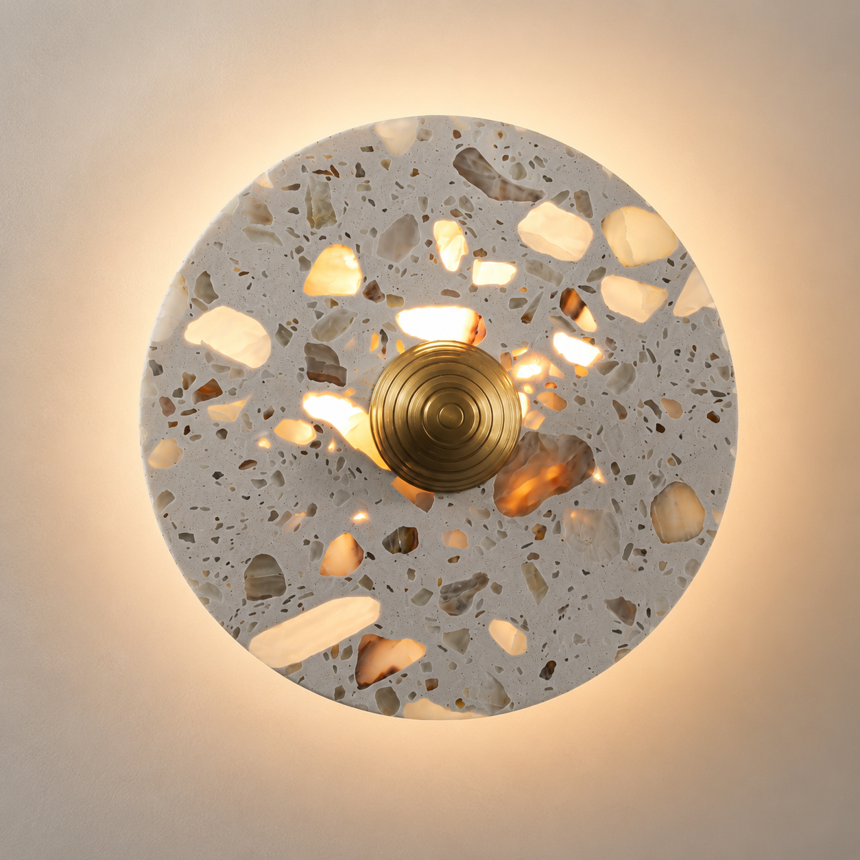 Travolith French Cream Translucent Stone LED Wall Sconce – Sculptural Bedside & Stairway Light - product view 2