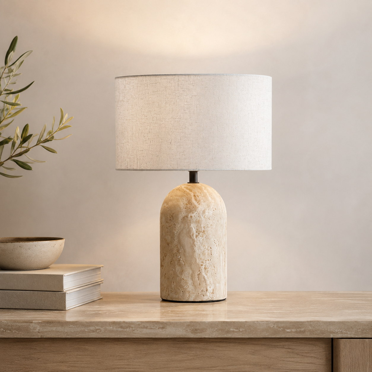 Travolith Travertine & Linen Table Lamp - Model 6703 - product view 6