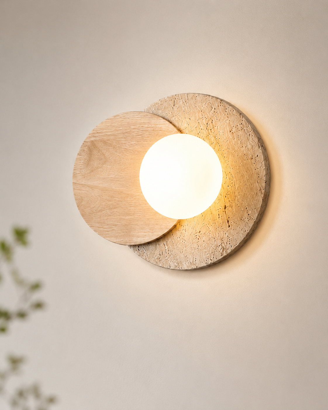 Travolith Japanese Wabi-Sabi Travertine LED Wall Sconce for Bedroom, Living Room, Stairway and Hallway - product view 7