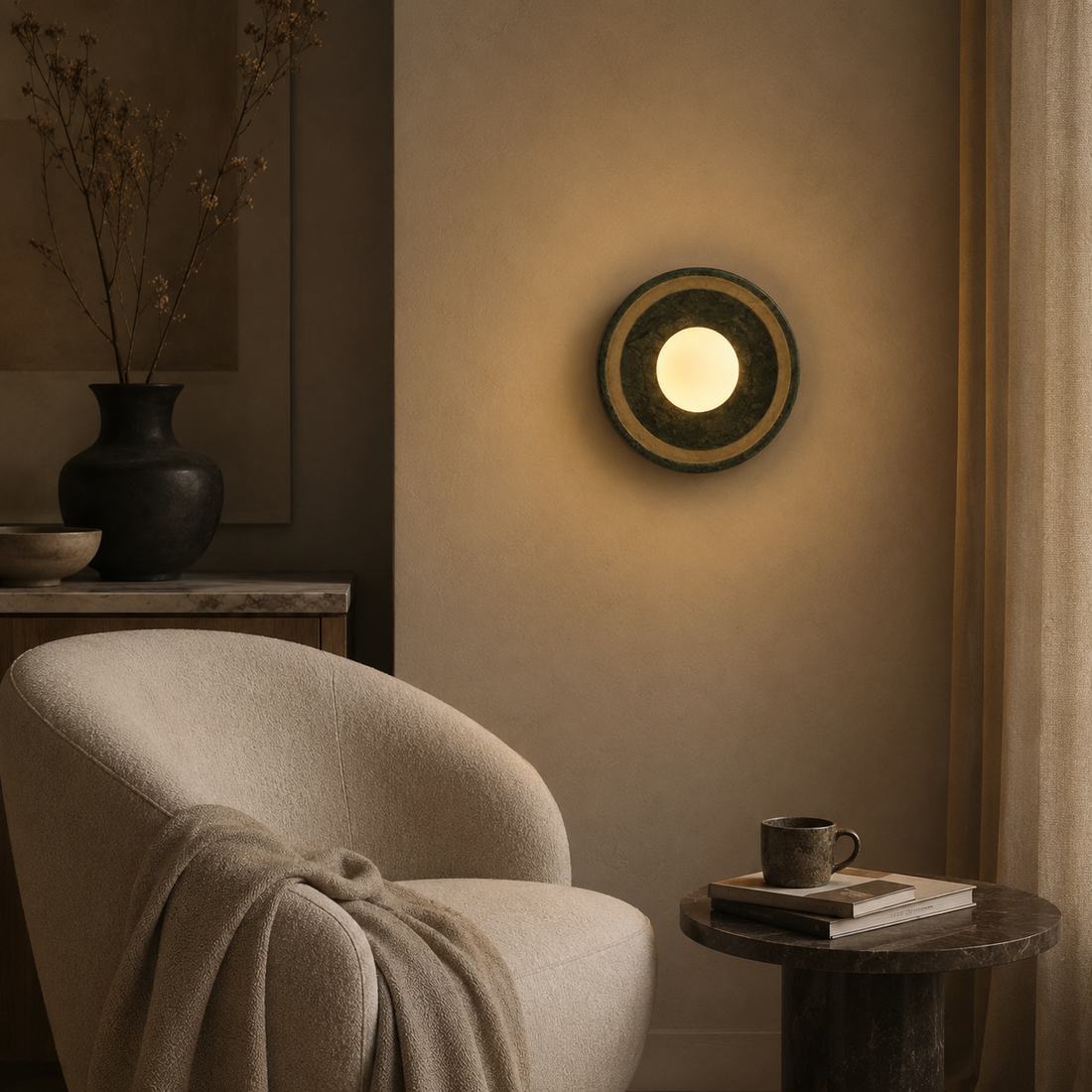 Travolith Emerald Eclipse Indian Stone Wall Sconce - Model 6526 - product view 1