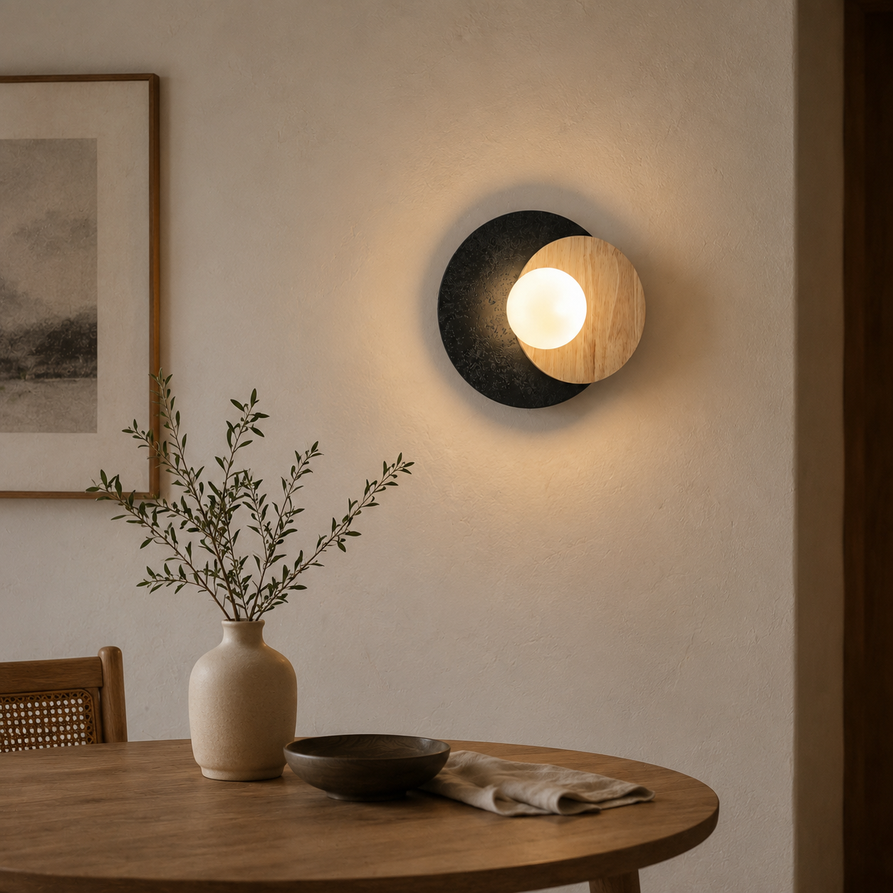 Travolith 6939 Sculptural Black Travertine & Wood Pendant Light – Modern Natural Stone Hanging Lamp for Luxury Interiors - product view 5