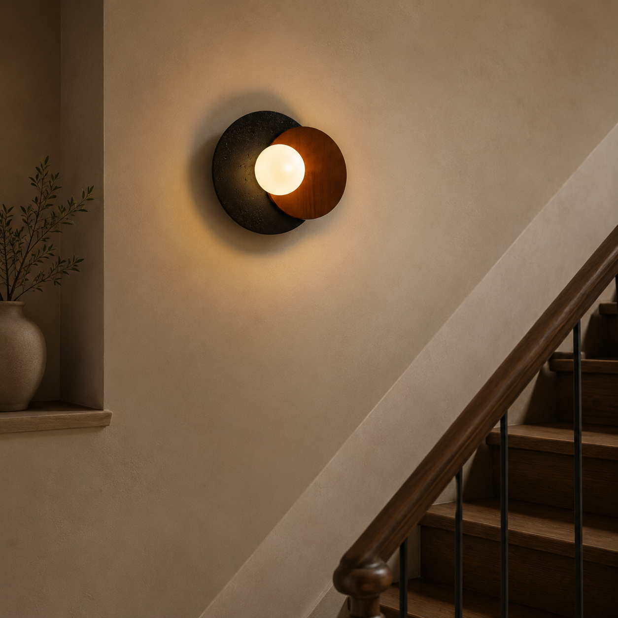 Travolith 6939 Sculptural Black Travertine & Wood Pendant Light – Modern Natural Stone Hanging Lamp for Luxury Interiors - product view 8