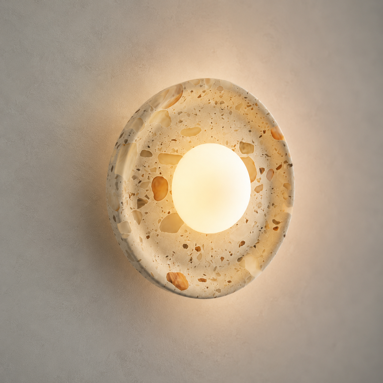 Travolith Luminous Stone Halo Wall Sconce – French Wabi-Sabi Ambient Light - product view 6
