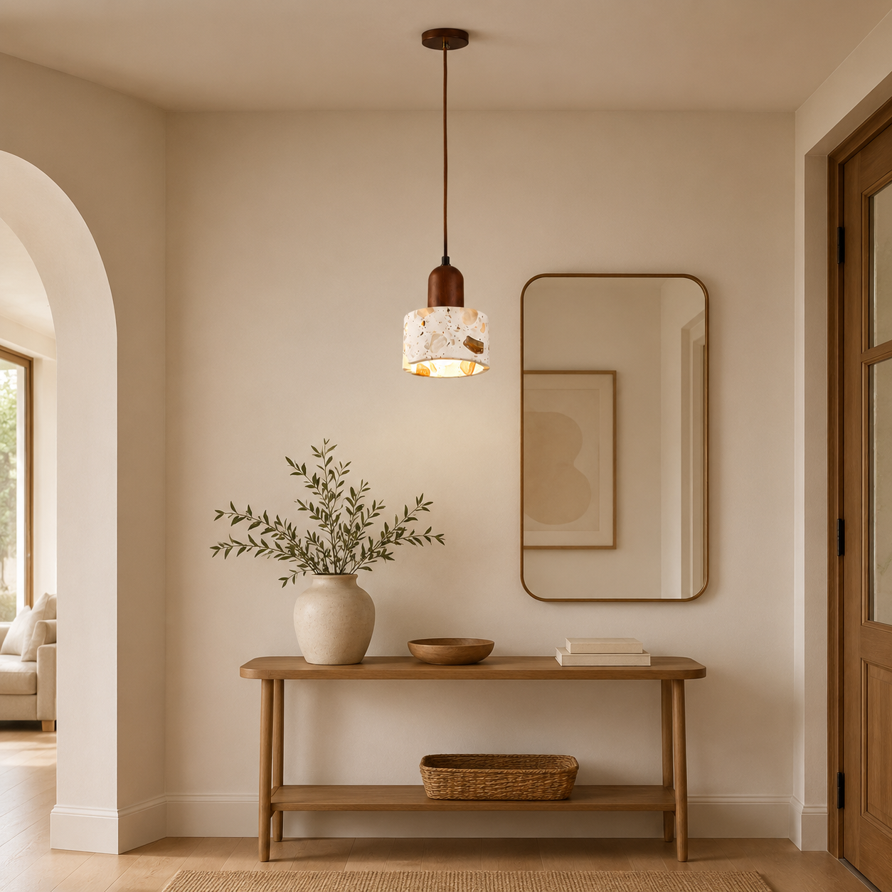 Travolith 6503 Translucent Stone Pendant Light – Brown Metal Hanging Lamp with G9 Base - product view 4