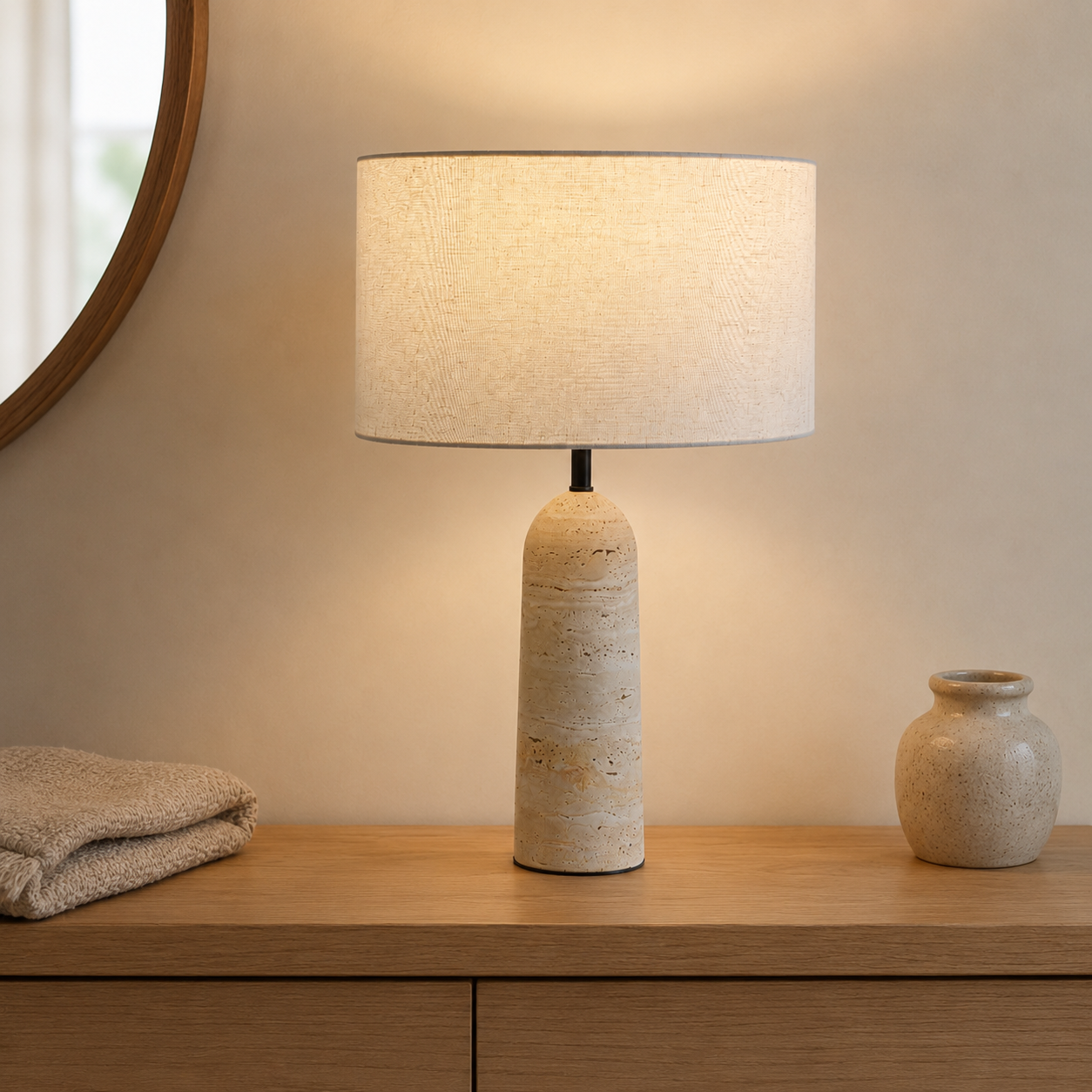 Travolith Sculptural Stone Table Lamp – Warm LED Bedside Night Light for Bedroom, Desk & Boutique Hotel Decor - product view 2