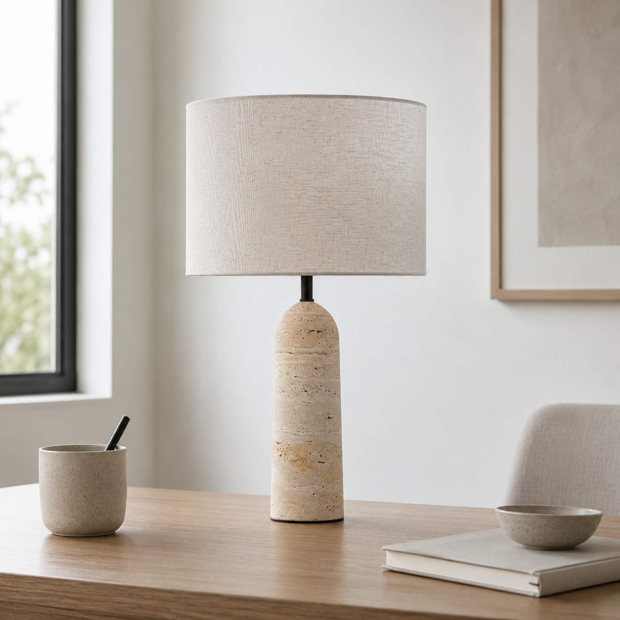 Travolith Sculptural Stone Table Lamp – Warm LED Bedside Night Light for Bedroom, Desk & Boutique Hotel Decor - product view 3