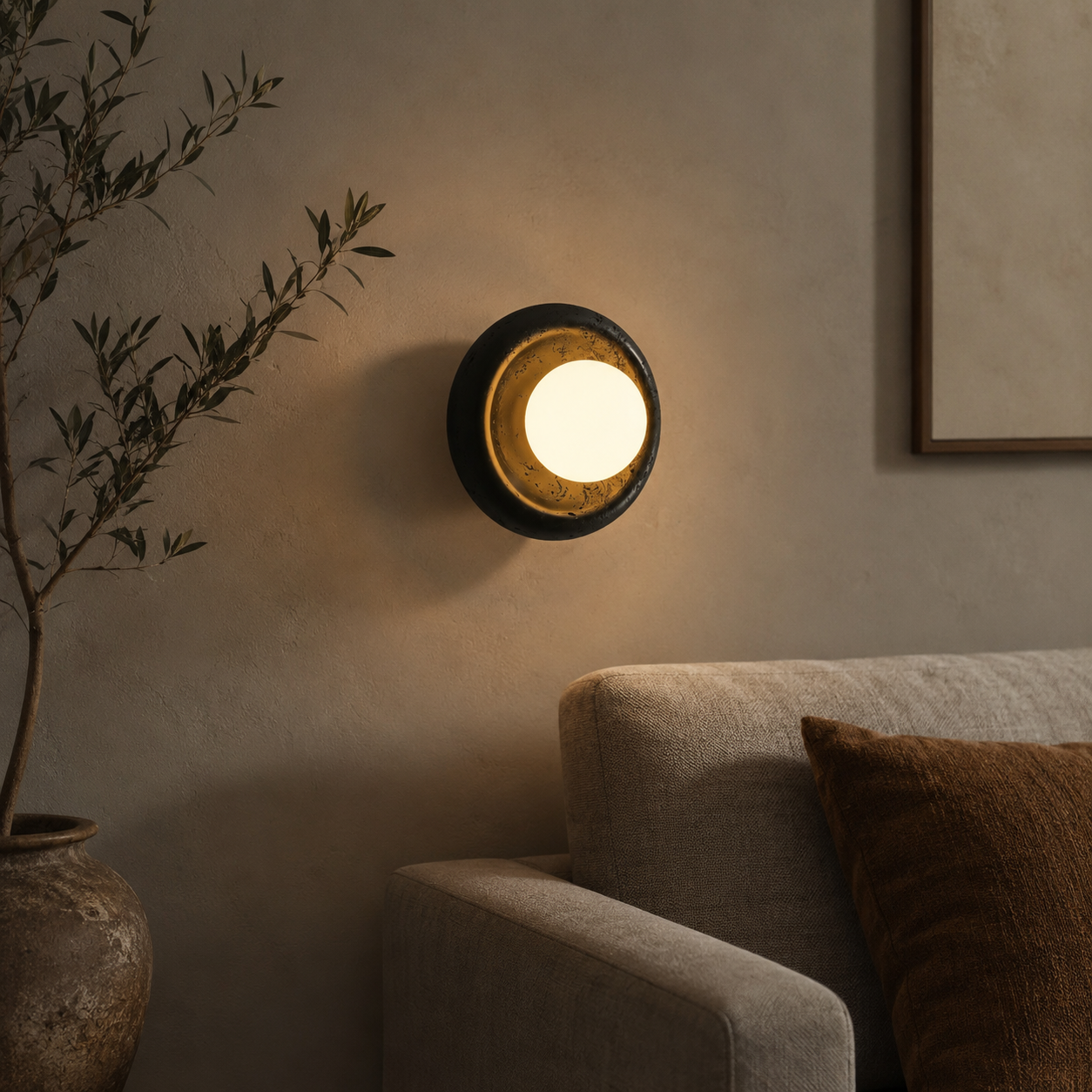 Travolith Model 6927 Black Travertine Globe Wall Light - product view 6