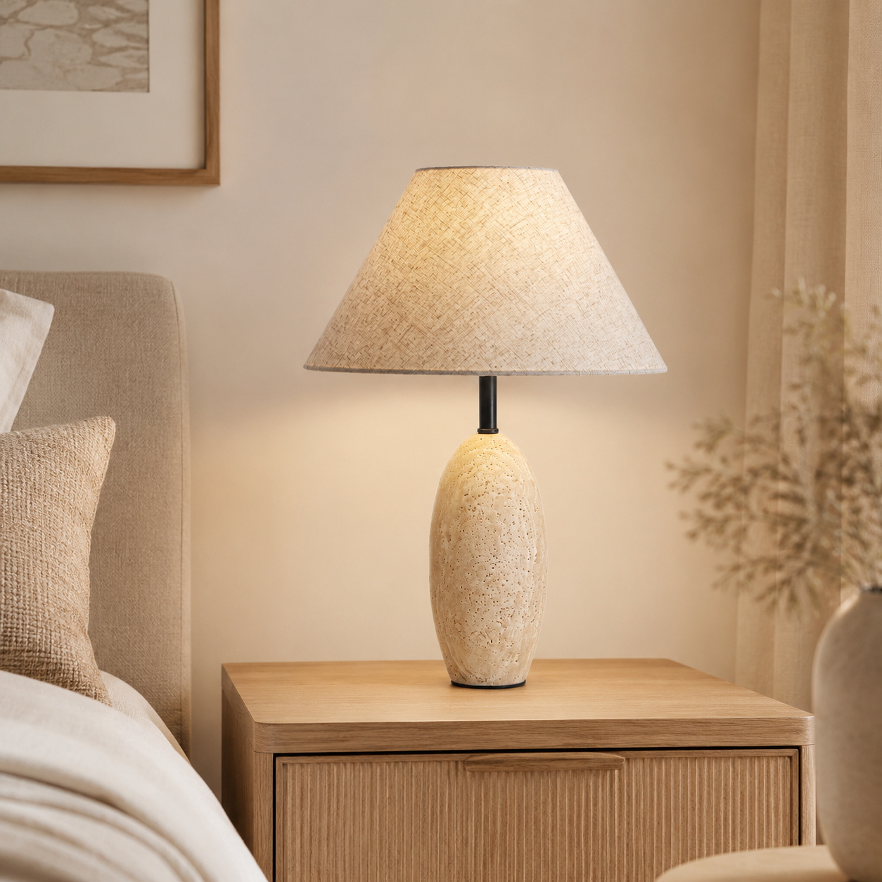 Travolith Sculptural Bedside Table Lamp – Warm LED Accent Light for Bedroom, Guesthouse & Cozy Interiors - product view 5