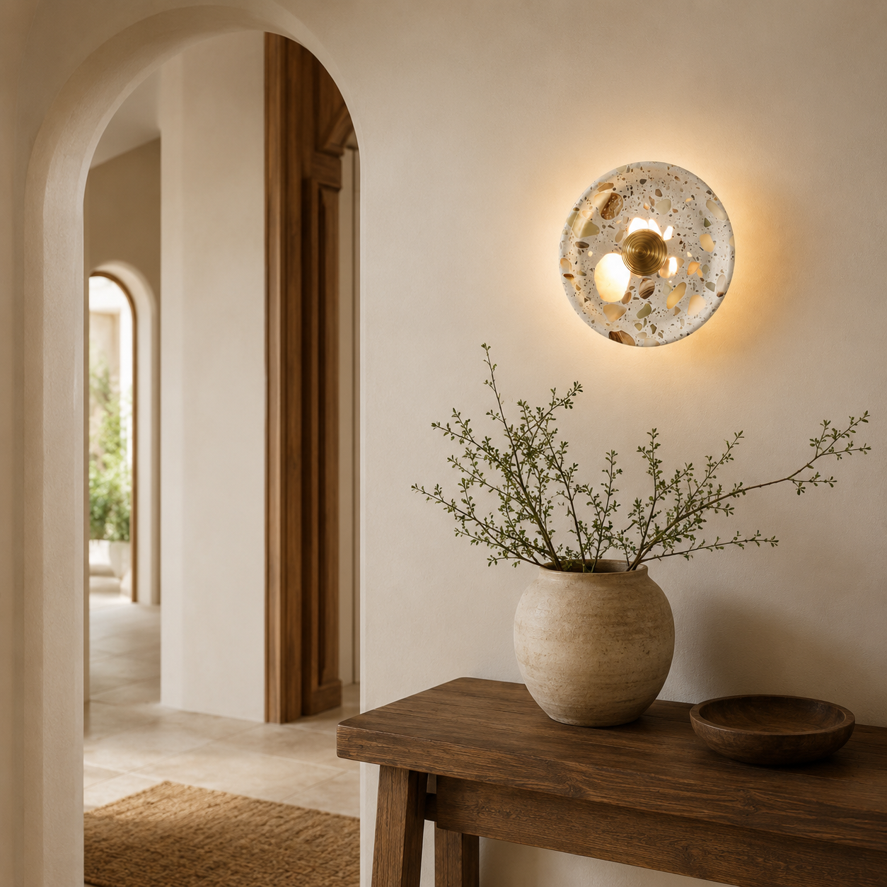 Travolith Moonstone Ring LED Wall Sconce – Round Wabi-Sabi Bedside Ambient Light - product view 7