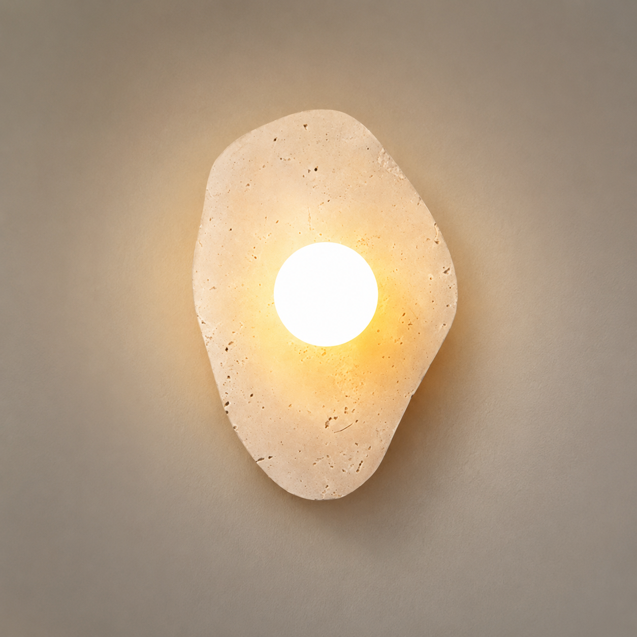 Travolith Wabi-Sabi Travertine Wall Sconce – Natural Stone Ambient Light for Bedroom, Entryway & Hallway - product view 7