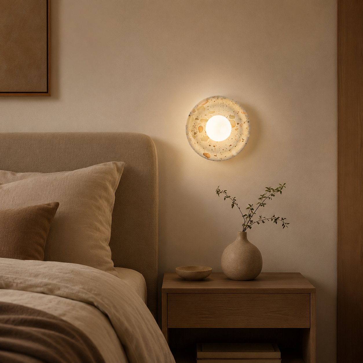 Travolith Luminous Stone Halo Wall Sconce – French Wabi-Sabi Ambient Light - product view 3