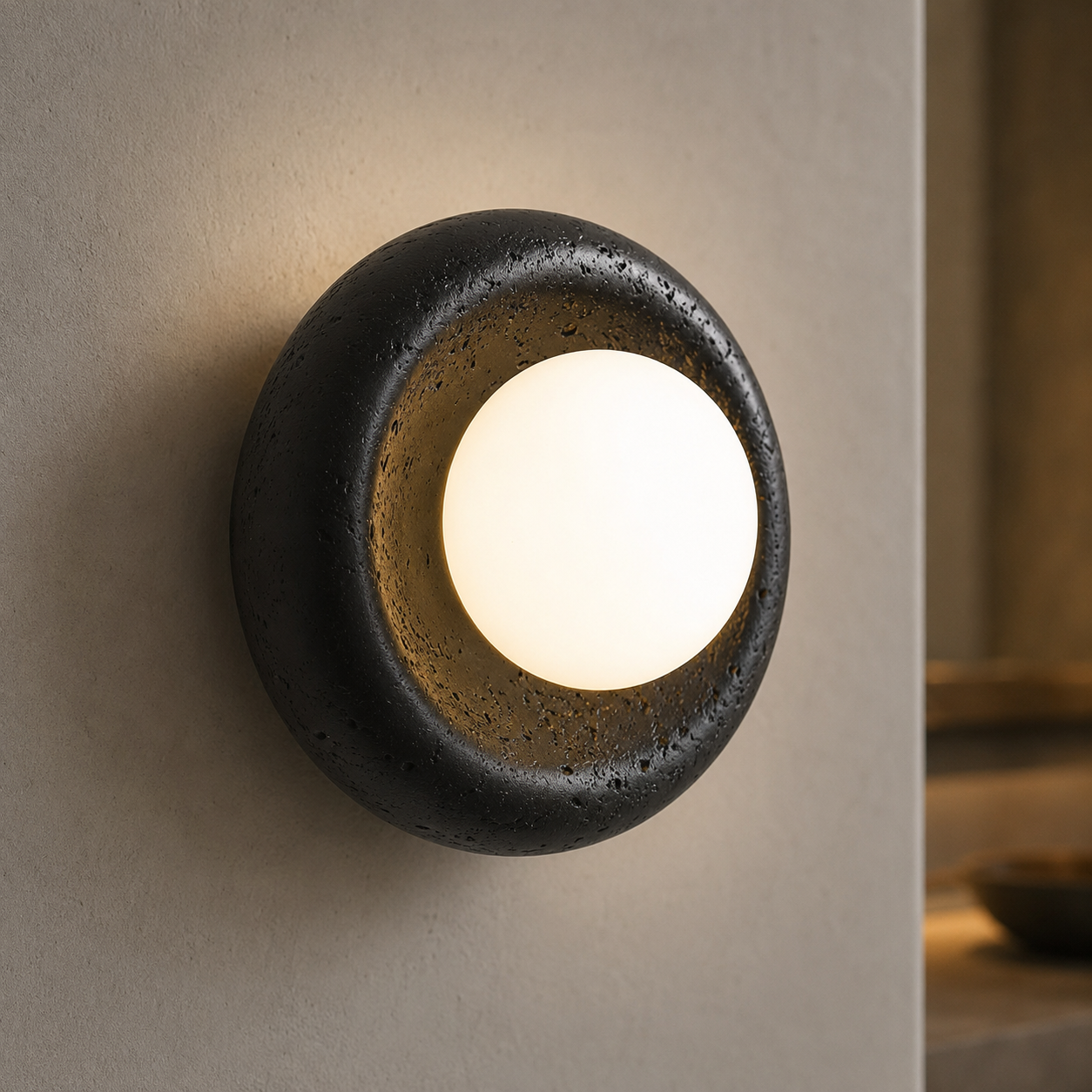 Travolith Model 6927 Black Travertine Globe Wall Light - product view 7