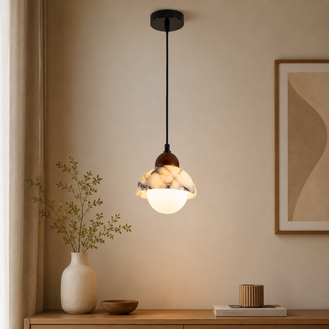 Travolith Model 6622 Graphic Stone Globe Pendant Light - product view 5