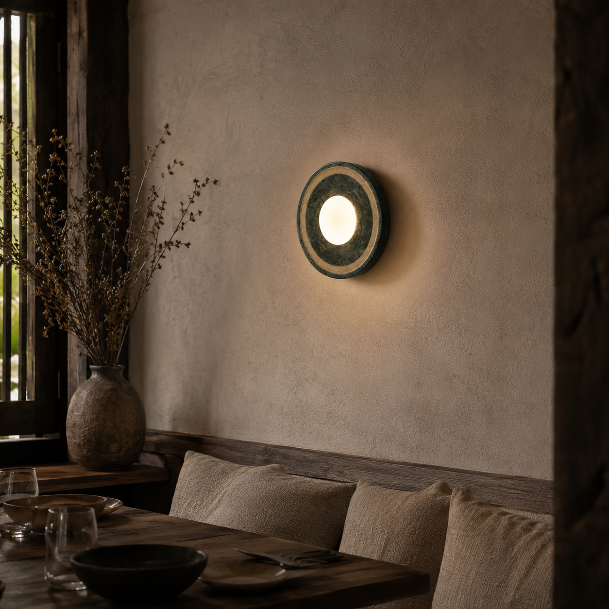 Travolith Emerald Eclipse Indian Stone Wall Sconce - Model 6526 - product view 7