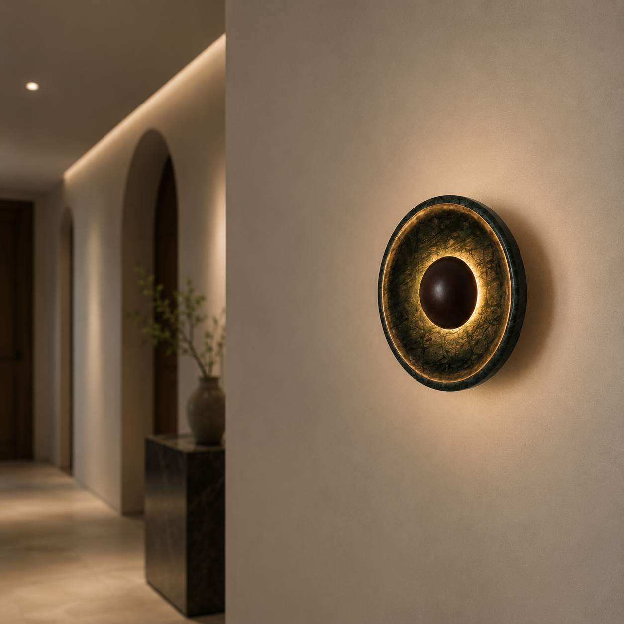 Travolith Emerald Eclipse Indian Stone Wall Sconce - Model 6530 - product view 6