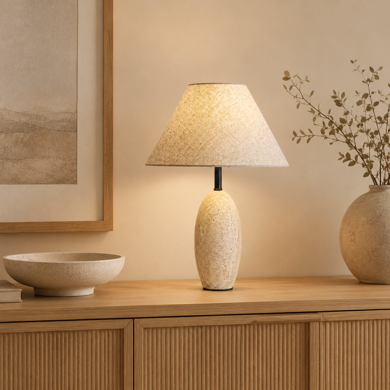 Travolith Sculptural Bedside Table Lamp – Warm LED Accent Light for Bedroom, Guesthouse & Cozy Interiors - product view 7