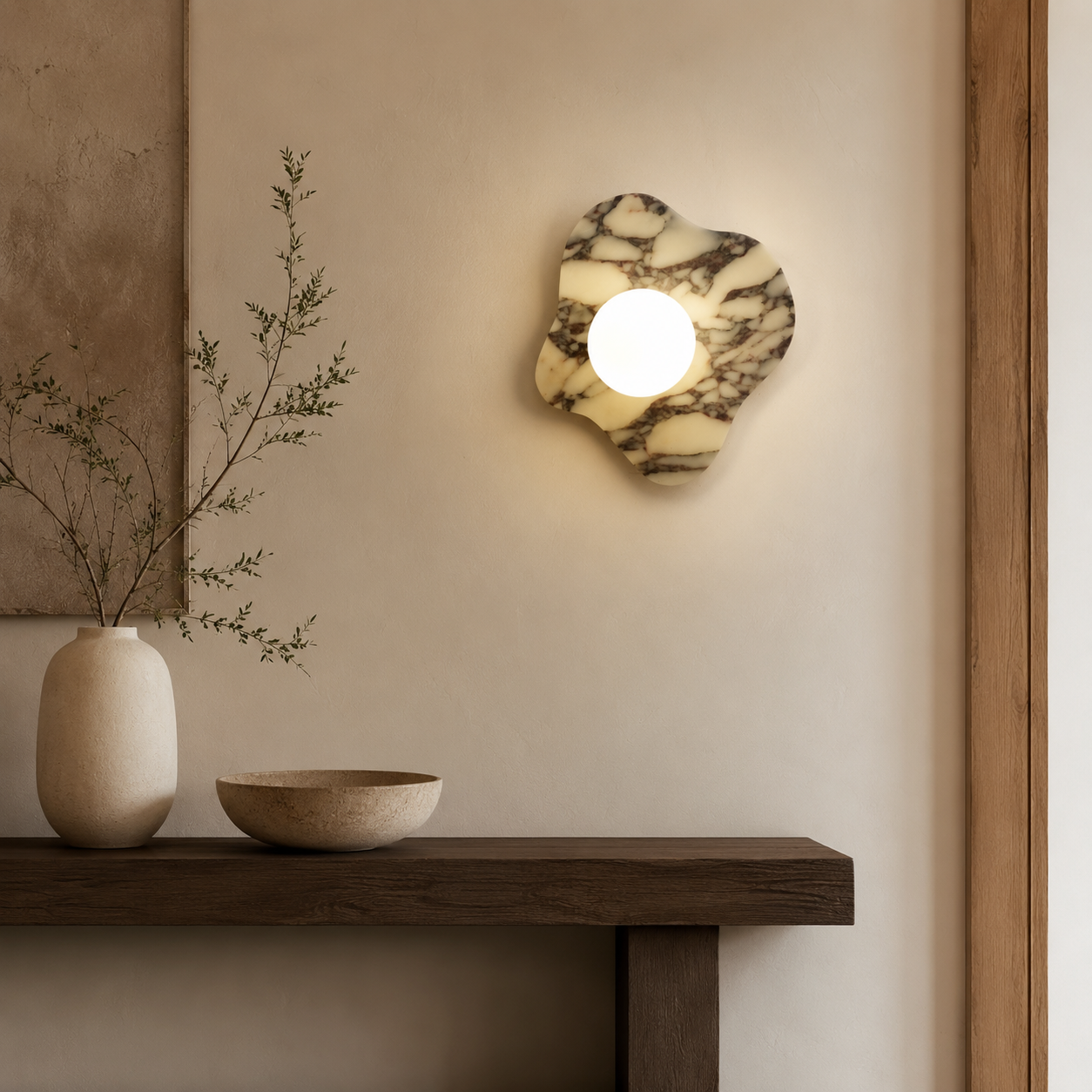 Travolith Model 6609 Sculptural Graphic Stone Wall Sconce - product view 7