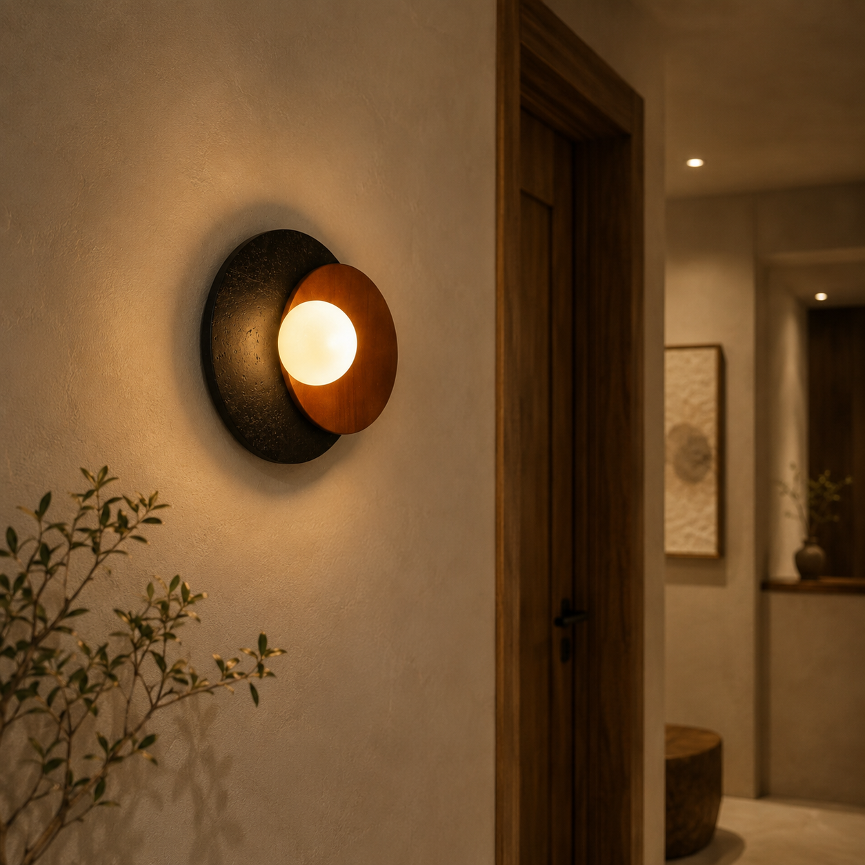 Travolith 6939 Sculptural Black Travertine & Wood Pendant Light – Modern Natural Stone Hanging Lamp for Luxury Interiors - product view 4