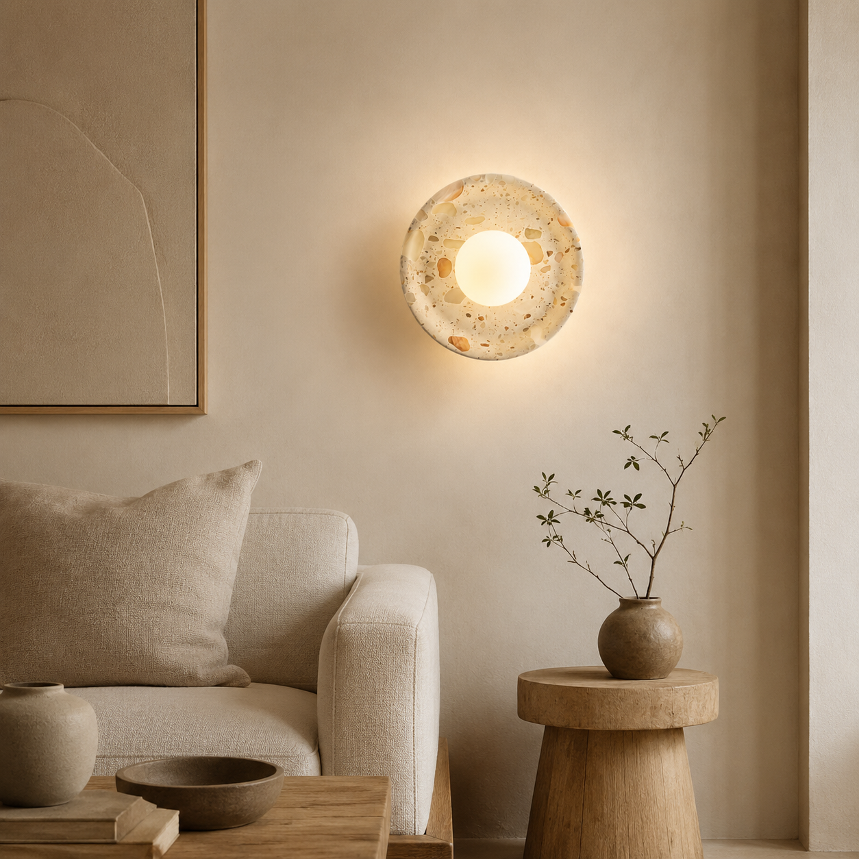 Travolith Luminous Stone Halo Wall Sconce – French Wabi-Sabi Ambient Light - product view 8