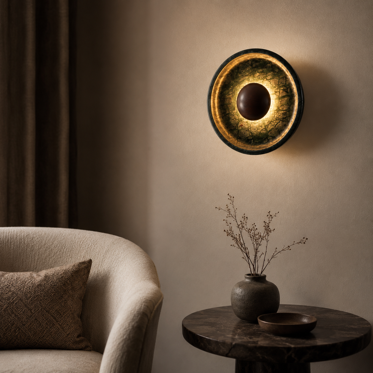 Travolith Emerald Eclipse Indian Stone Wall Sconce - Model 6530 - product view 2