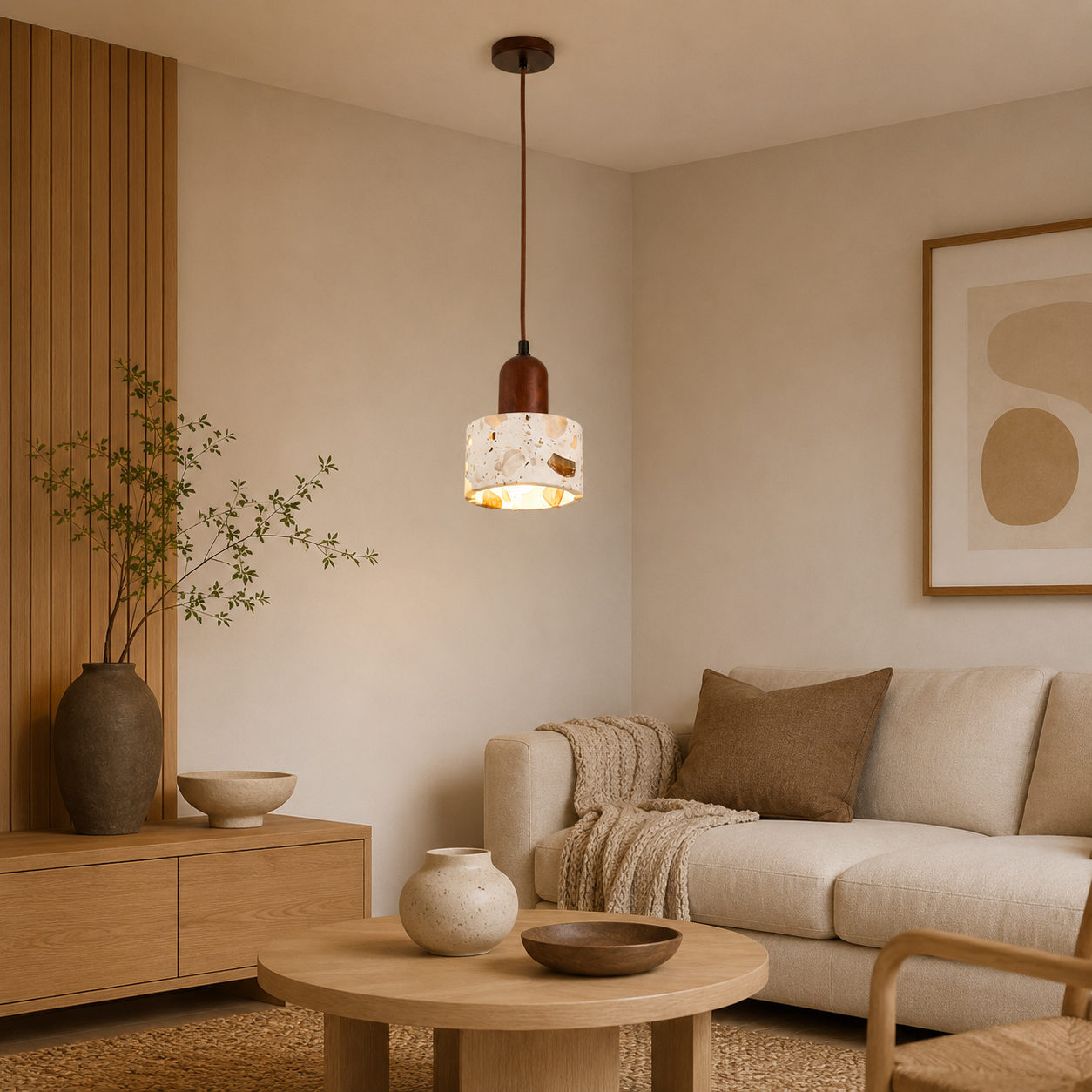 Travolith 6503 Translucent Stone Pendant Light – Brown Metal Hanging Lamp with G9 Base - product view 7