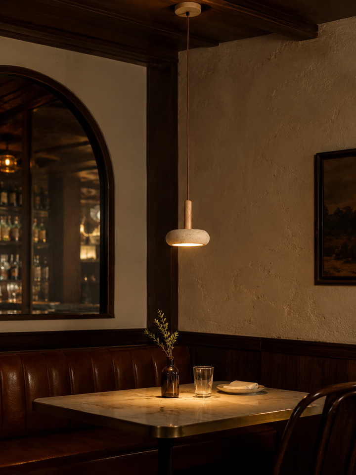 Travolith™ Halo Travertine Pendant Light
