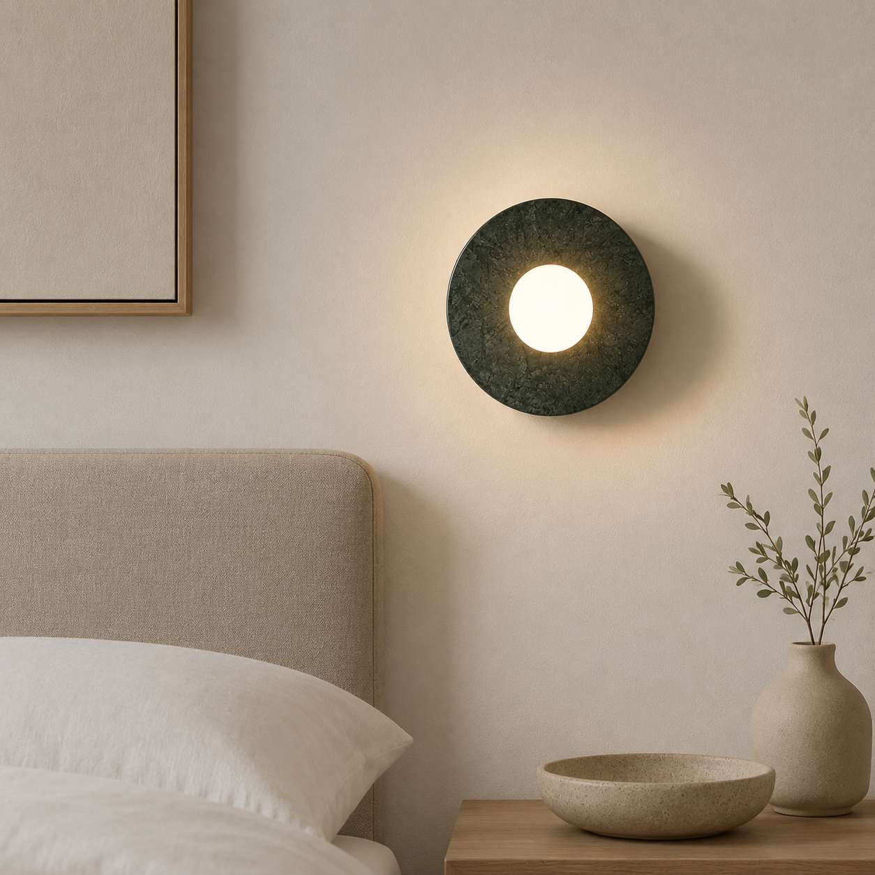 Travolith Verde Luna Marble Ring LED Wall Sconce – Italian Minimalist Designer Light - product view 6