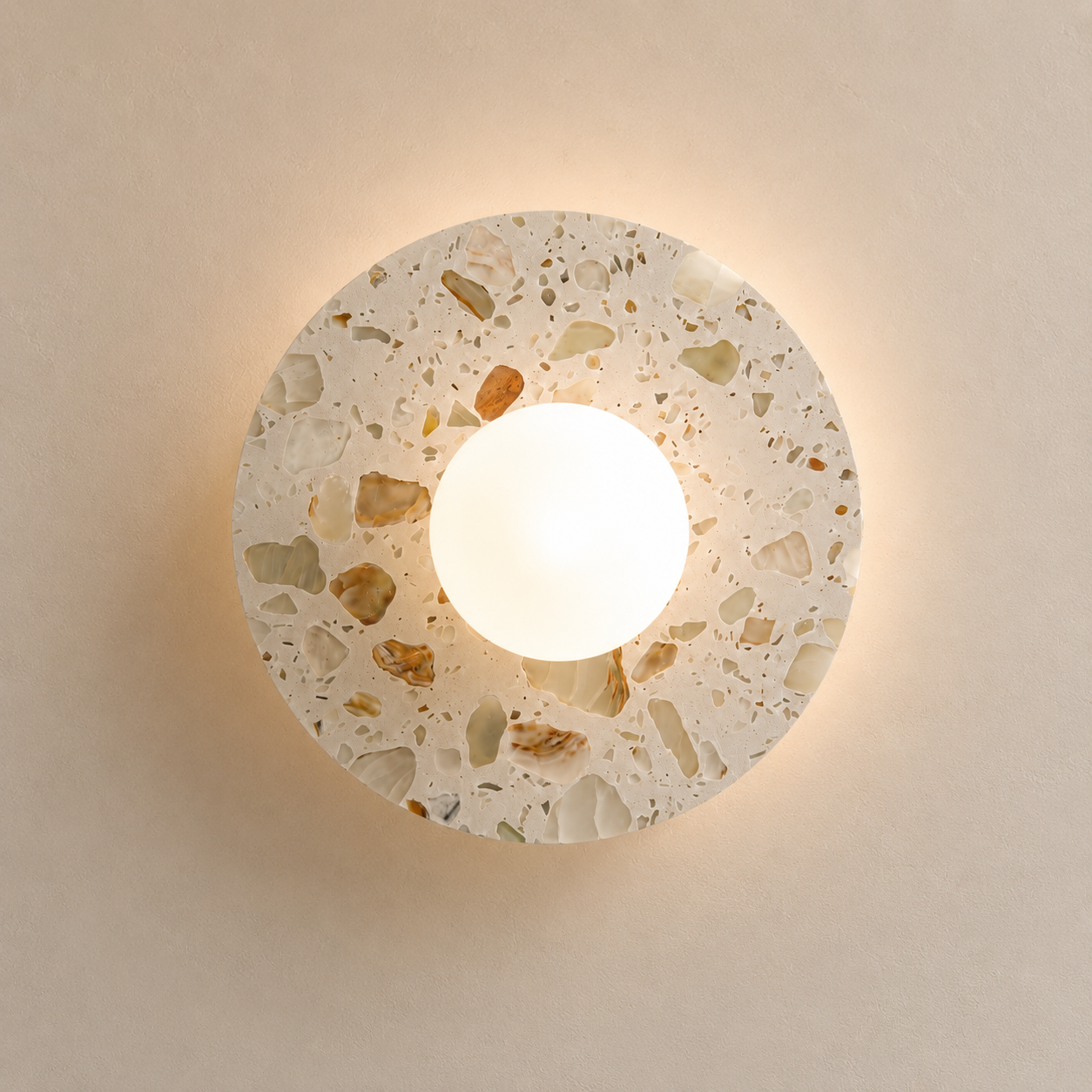Travolith Nordic Solace Yellow Travertine LED Wall Sconce – Minimal Bedside & Hallway Light - product view 9