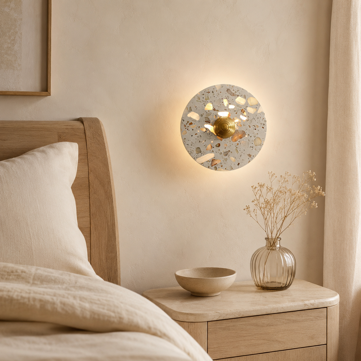 Travolith French Cream Translucent Stone LED Wall Sconce – Sculptural Bedside & Stairway Light - product view 7